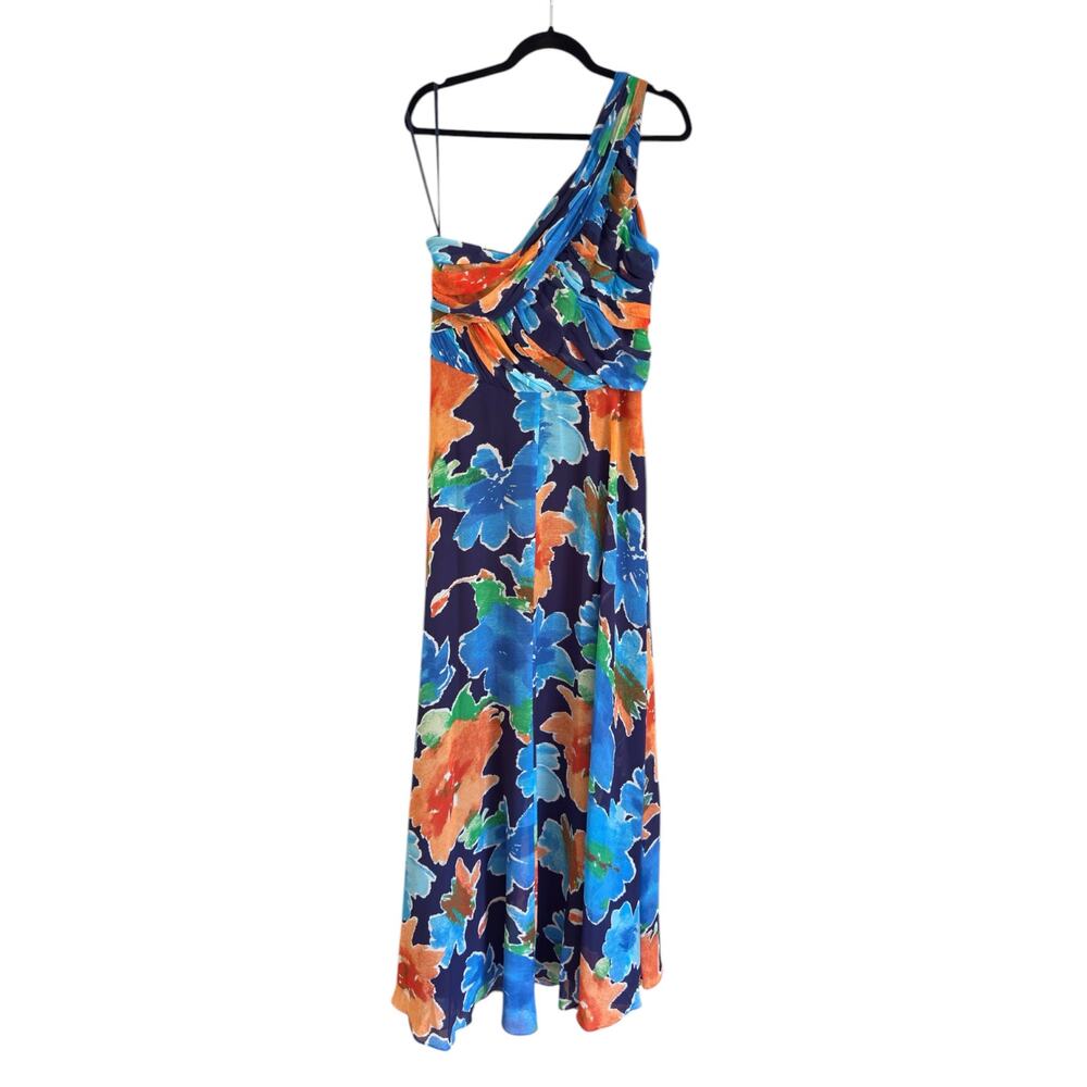 Ralph Lauren Floral Georgette One Shoulder Gown Dress size 16, Blue | NEW $265 - Picture 4 of 5